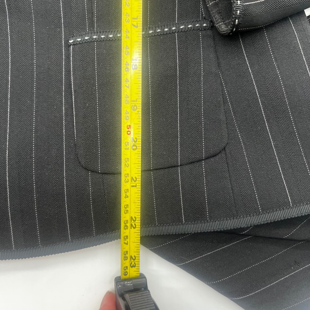Tahari Arthur S Levine Mens Black Pinstripe Herringbone Pant Suit Blazer Size 8 - Picture 6 of 16